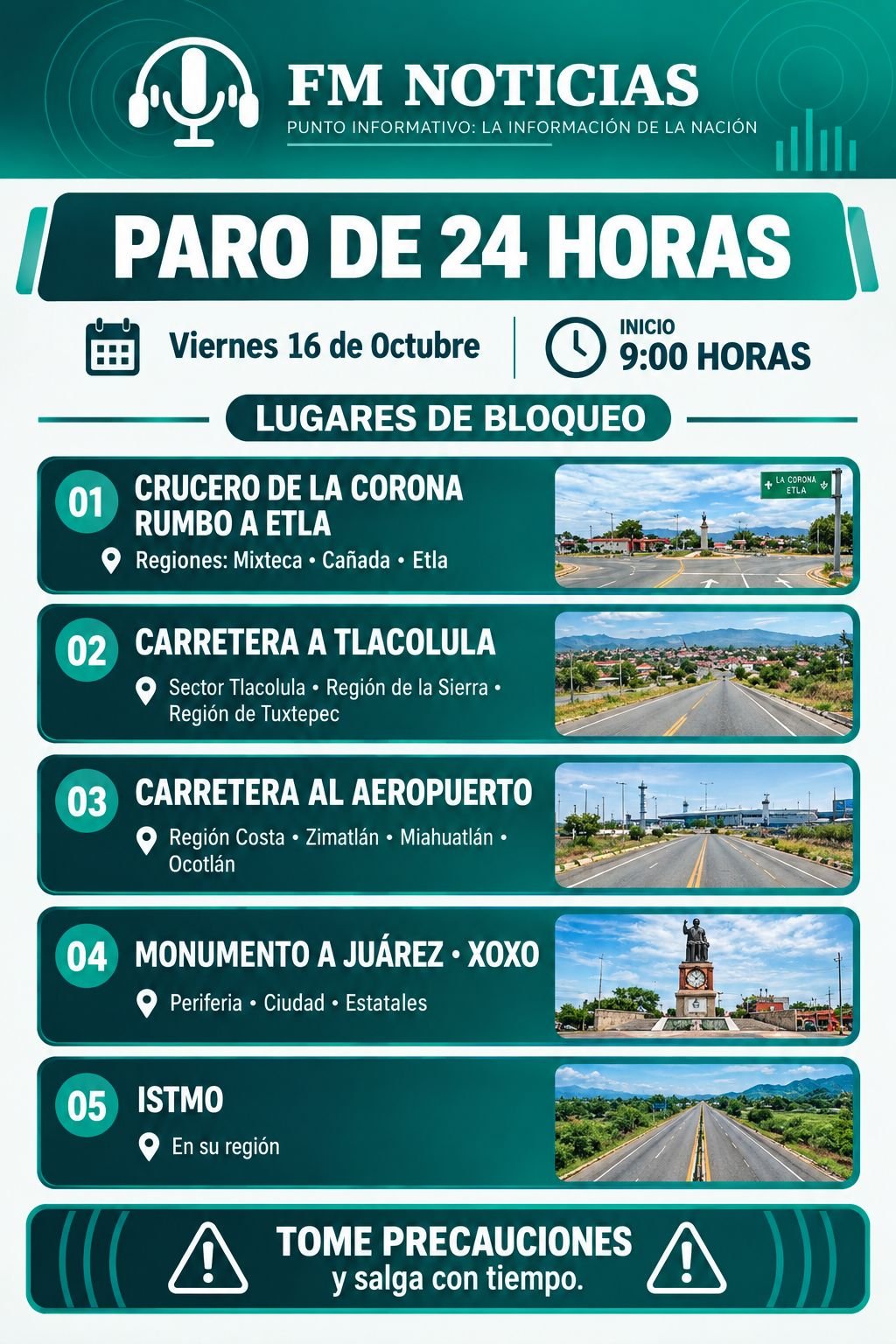 Sección 22 realiza paro de 24 horas con bloqueos en los accesos a la capital de Oaxaca