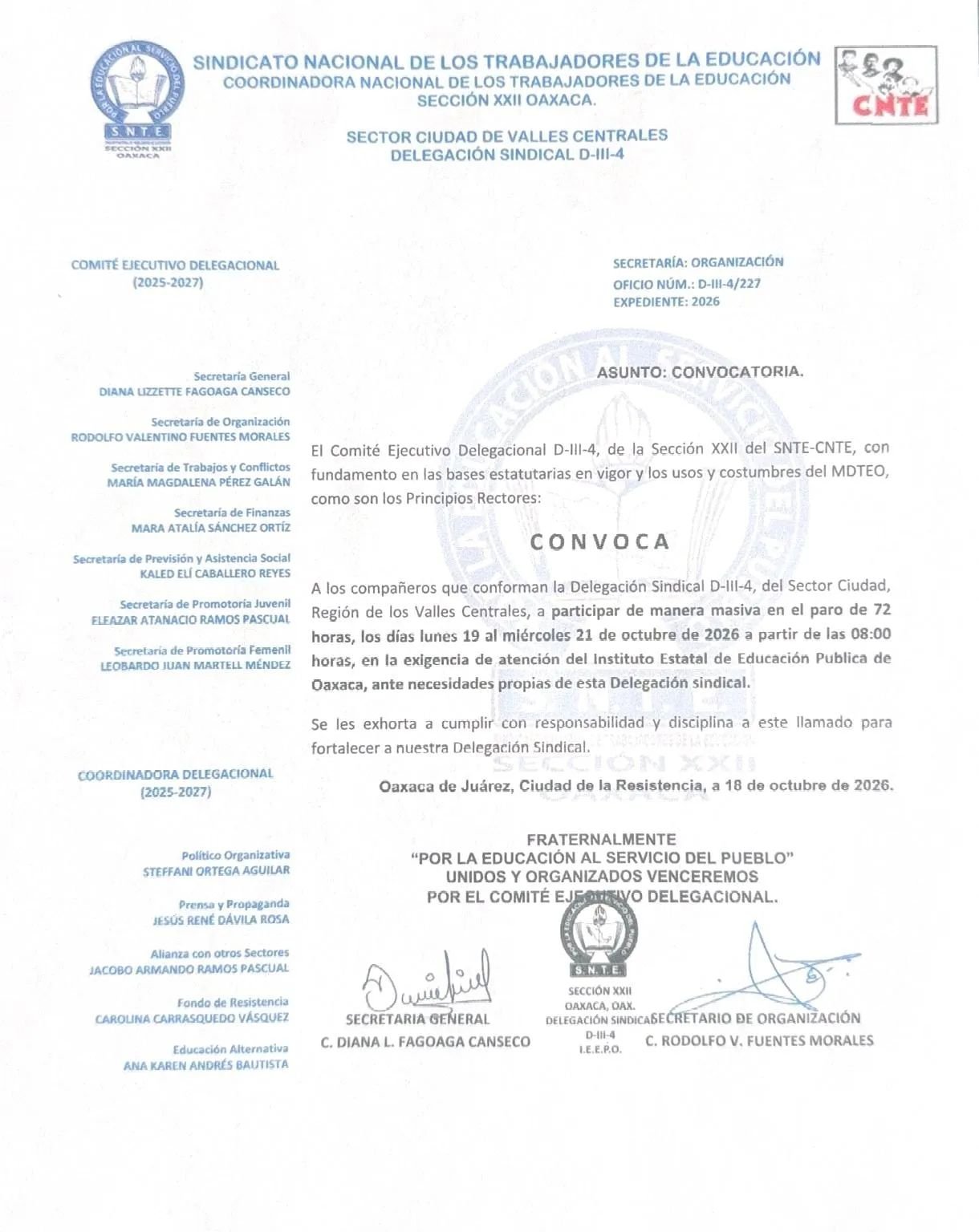 Jubilados del PAAE de la Sección 22 inician este lunes un paro de 72 horas y mantienen la toma de oficinas del IEEPO